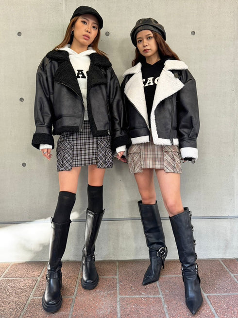 フェイクレザーボアジャケット